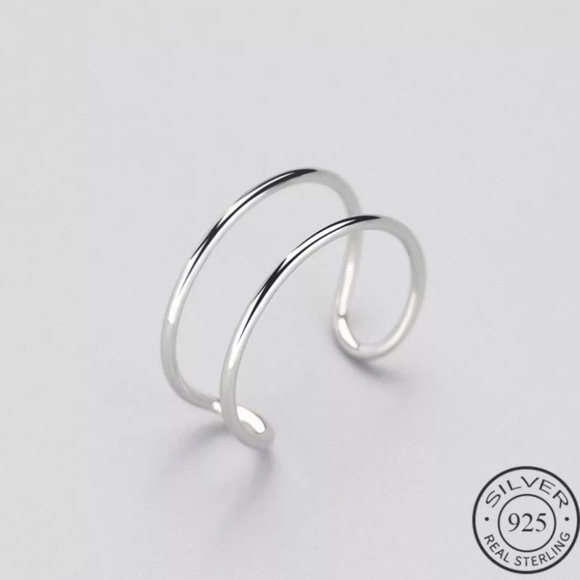 925 Sterling Minimalist Geometric Double Line Ring